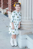 Baylor White Bear 3/4 Sleeve Pocket Twirl Dress
