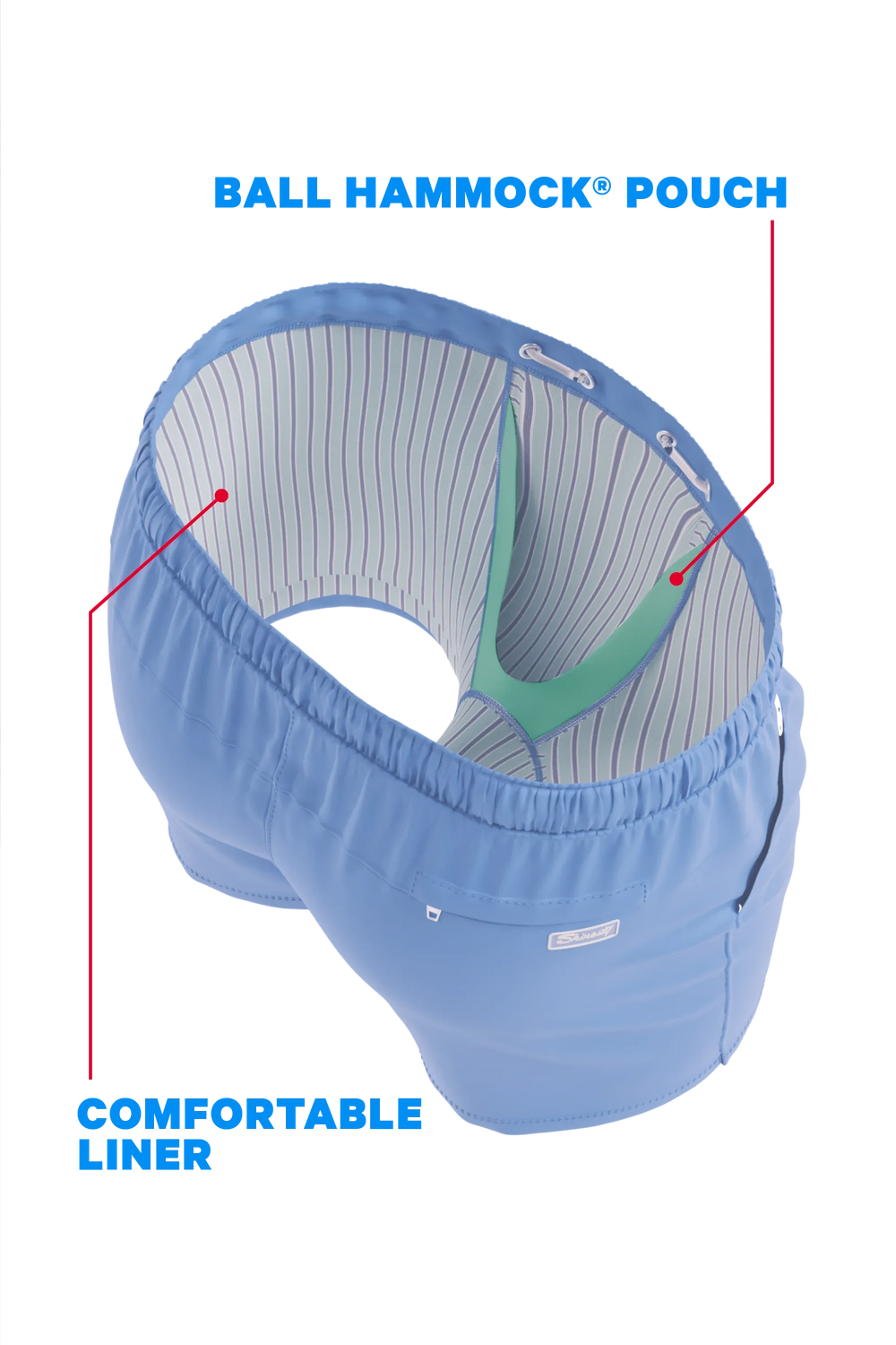 The Belly Flop | Blue and Green Ball Hammock® Pouch 8" Swim Trunks - Shinesty - Flyclothing LLC