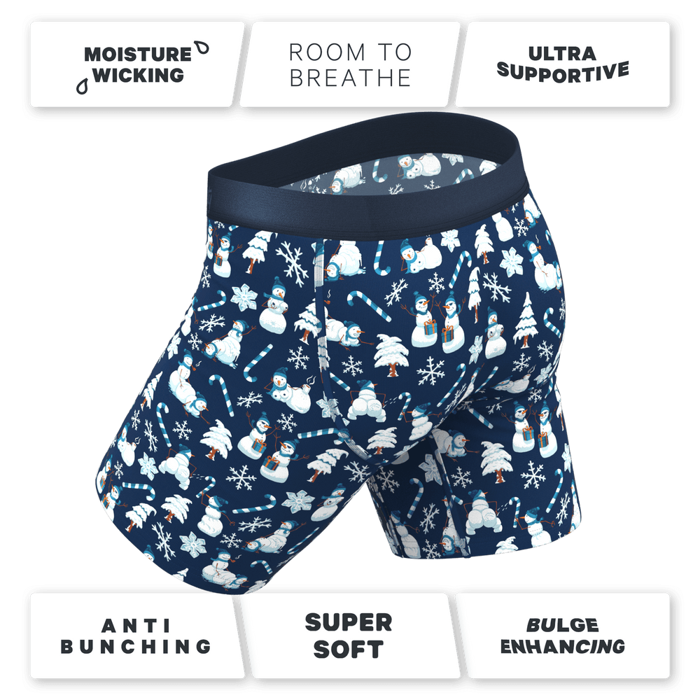 The Big Blizzard | Naughty Snowmen Long Leg Ball Hammock® Pouch Underwear With Fly - Shinesty - Flyclothing LLC