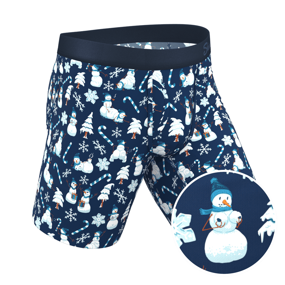 The Big Blizzard | Naughty Snowmen Long Leg Ball Hammock® Pouch Underwear With Fly - Shinesty - Flyclothing LLC