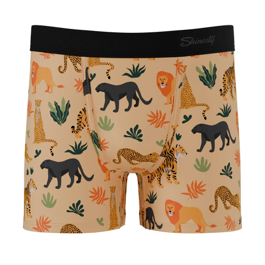 The Big Cat Conga | Safari Animals Boy's Boxer Briefs - Shinesty - Flyclothing LLC