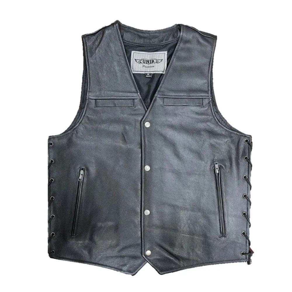 Billy - Mens Premium Leather Vest - Unik Just for Bikers - Flyclothing LLC