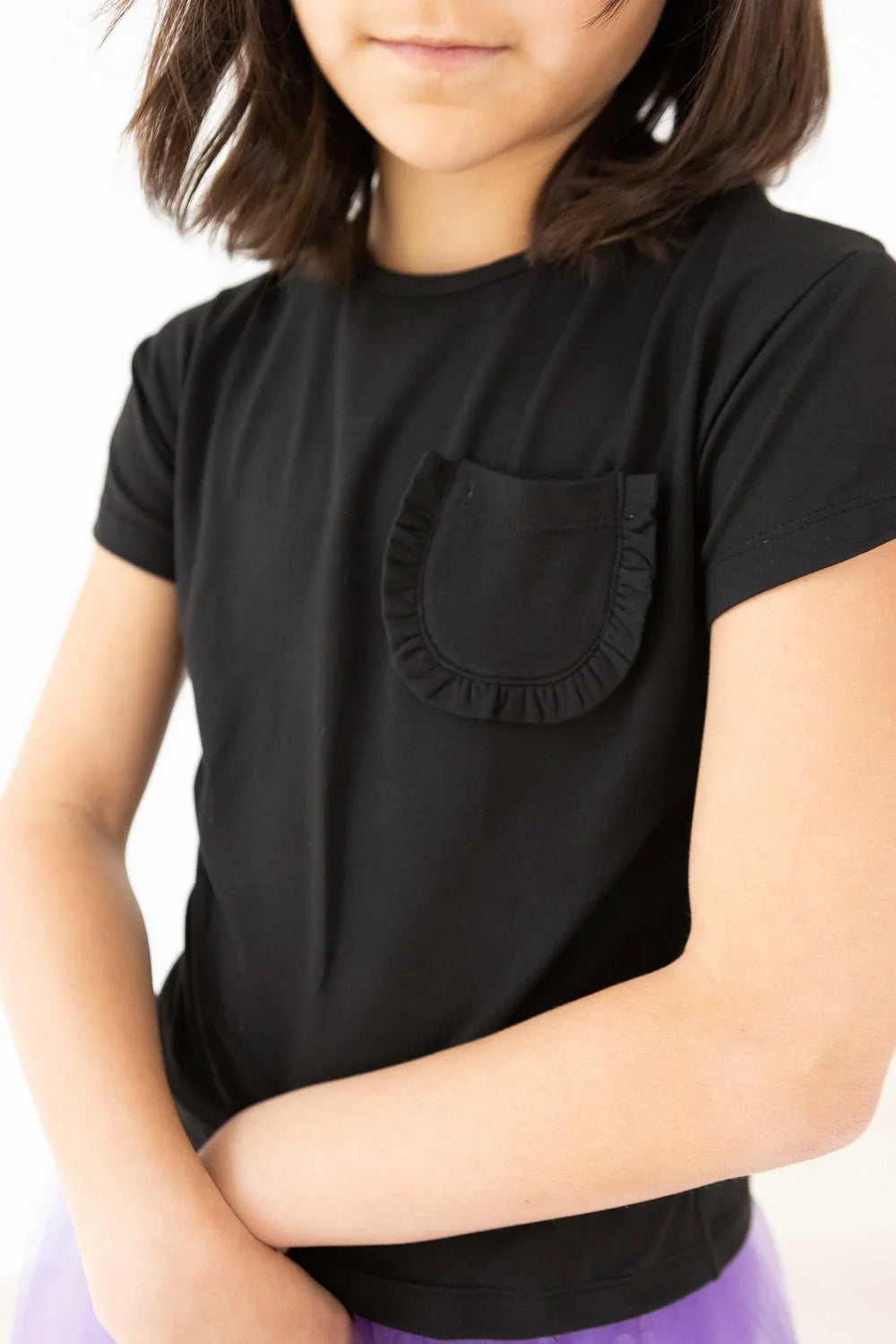 Black Ruffle Pocket Tee - Mila & Rose ® - Flyclothing LLC