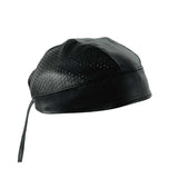 Black Mens Premium Leather Headwrap - Unik Just for Bikers - Flyclothing LLC