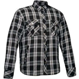 Shield - Mens Black & White Armored Flannel - Unik Just for Bikers - Flyclothing LLC