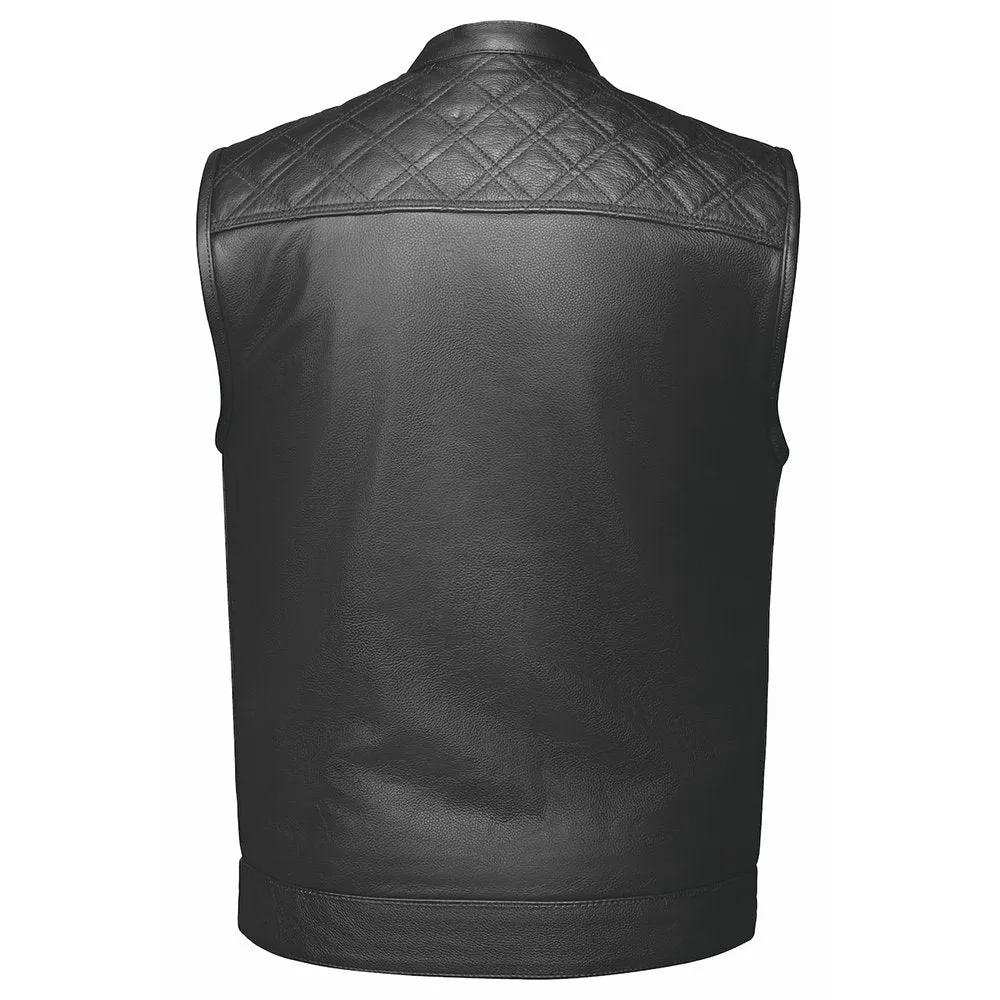 Black Diamond - Mens Premium Leather Diamond Stitch Club Vest - Unik Just for Bikers - Flyclothing LLC