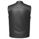 Black Diamond - Mens Premium Leather Diamond Stitch Club Vest - Unik Just for Bikers - Flyclothing LLC