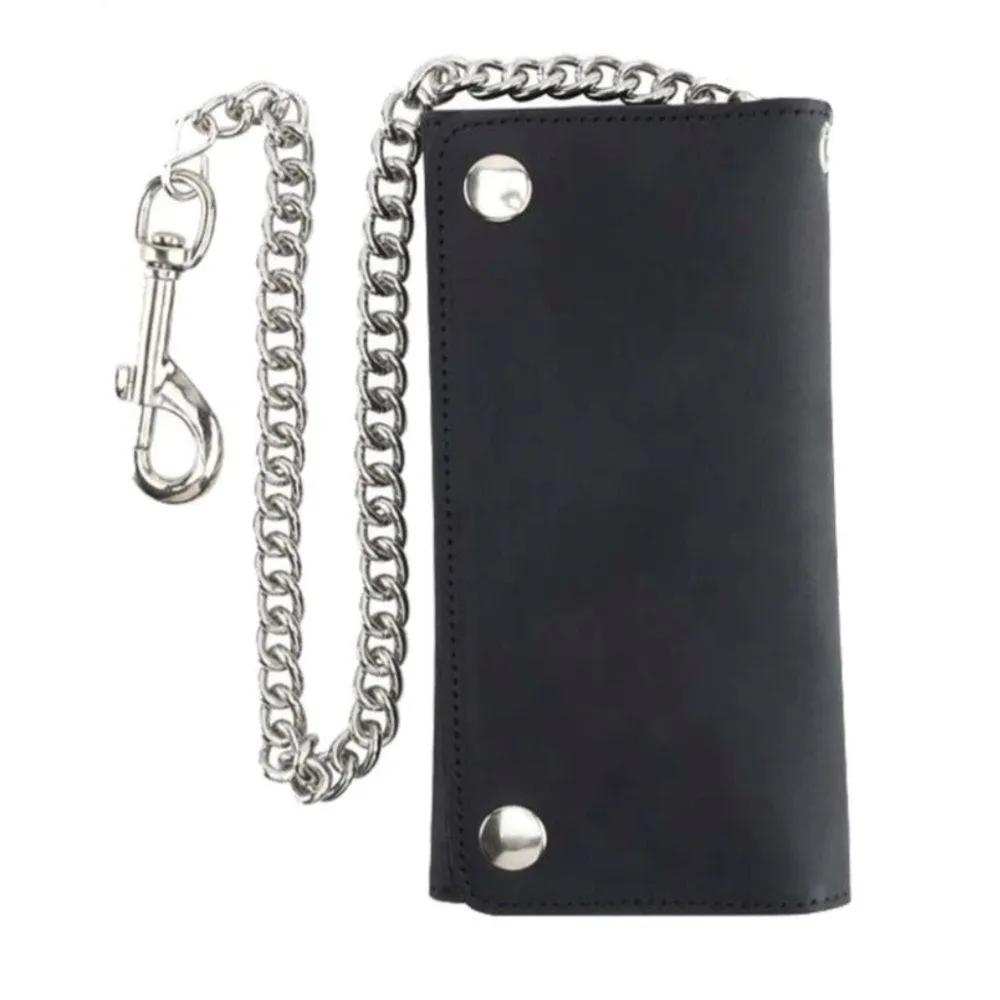Black Trifold Biker Chain Wallet - Unik Just for Bikers - Flyclothing LLC