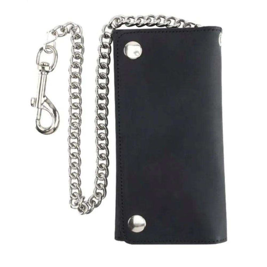 Black Trifold Biker Chain Wallet - Unik Just for Bikers - Flyclothing LLC