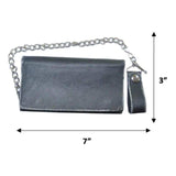 Long Black Trifold Biker Chain Wallet - Unik Just for Bikers - Flyclothing LLC