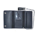 Black Trifold Snap Closure Wallet - Unik Just for Bikers - Flyclothing LLC