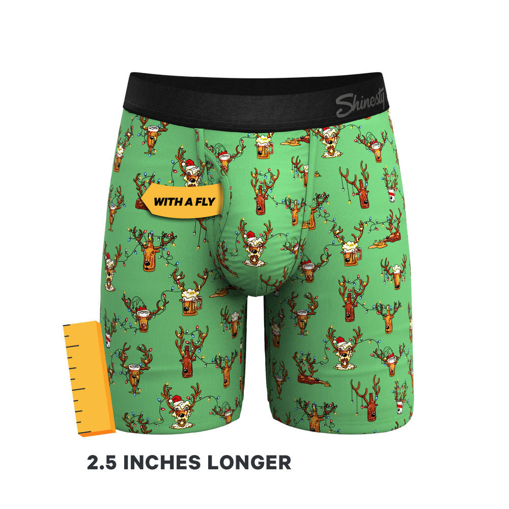 The Blitzened | Reindeer Beer Long Leg Ball Hammock® Pouch Boxers With Fly - Shinesty - Flyclothing LLC