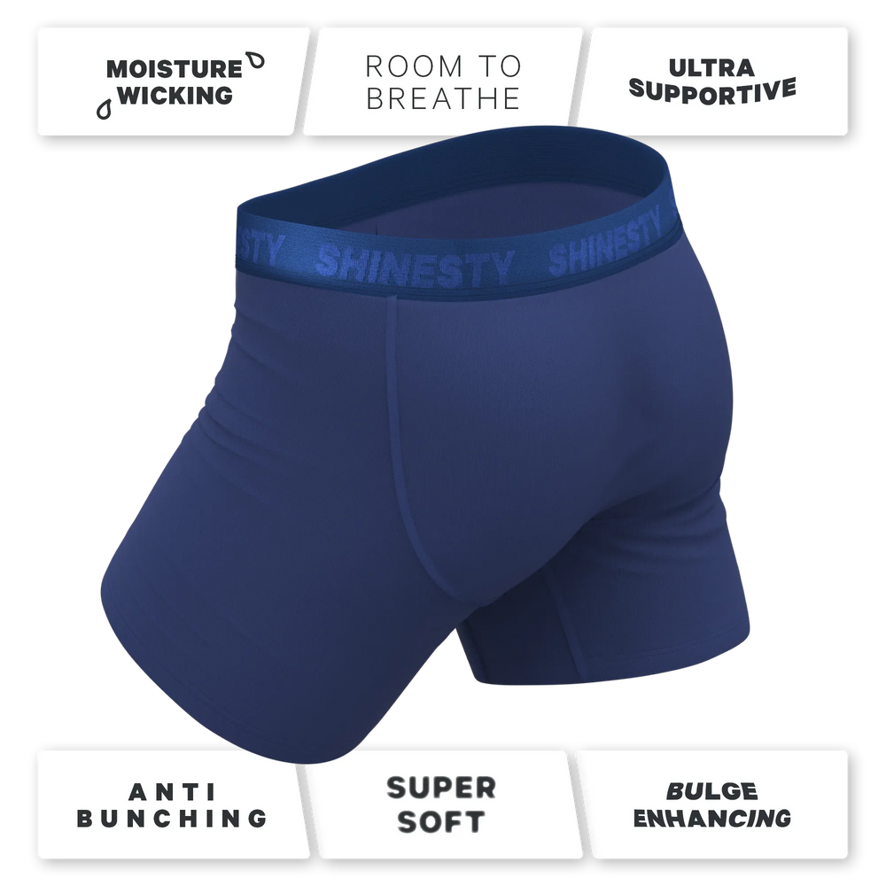 The Bloom Moon | Tonal Navy Ball Hammock® Pouch Underwear With Fly - Shinesty - Flyclothing LLC