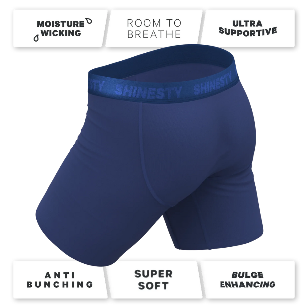 The Bloom Moon | Tonal Navy Long Leg Ball Hammock® Pouch Underwear With Fly - Shinesty - Flyclothing LLC