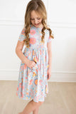 Blue Retro Unicorns S/S Pocket Twirl Dress - Mila & Rose ® - Flyclothing LLC