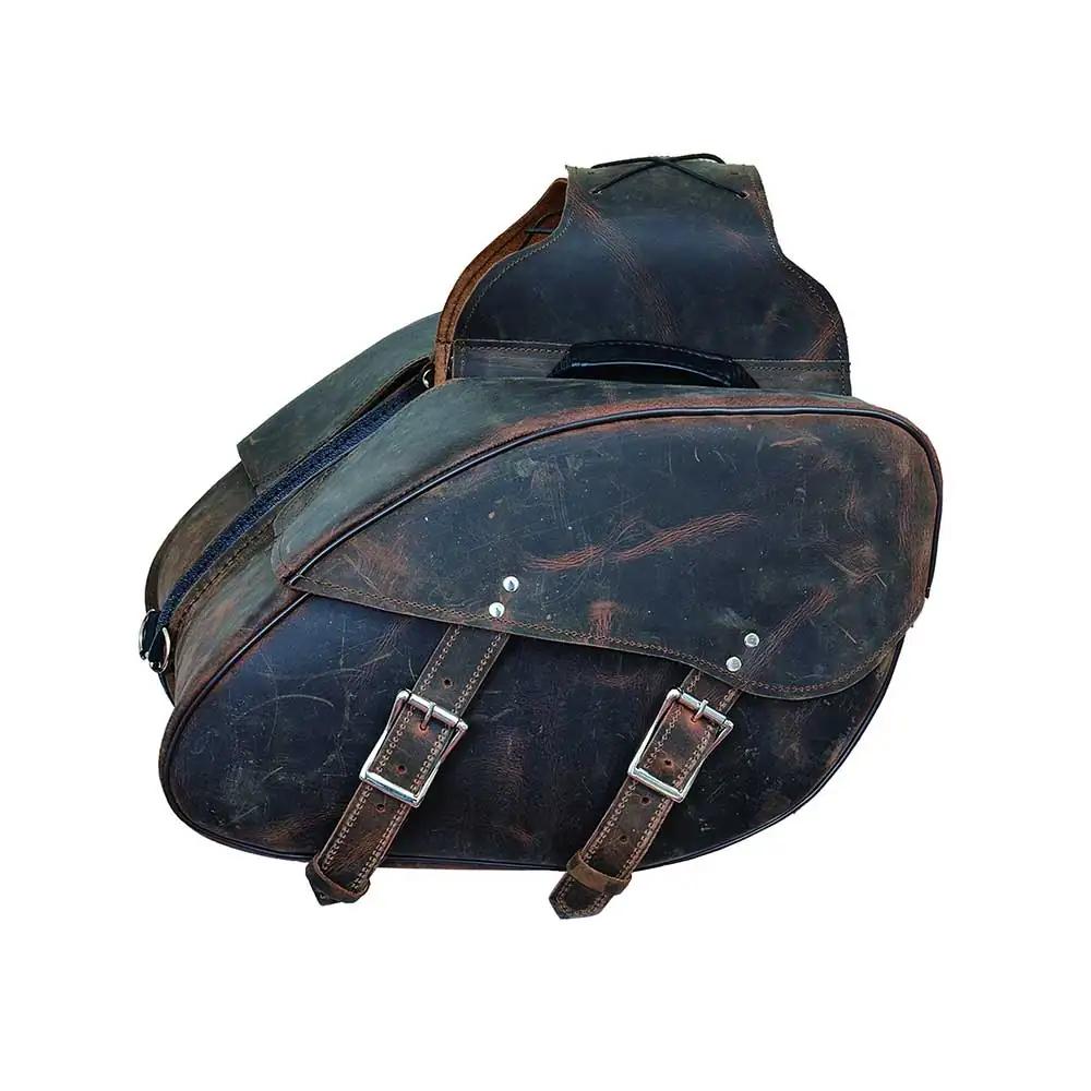 16" x 10" x 6 - Leather Saddle Bag - Unik Just for Bikers - Flyclothing LLC