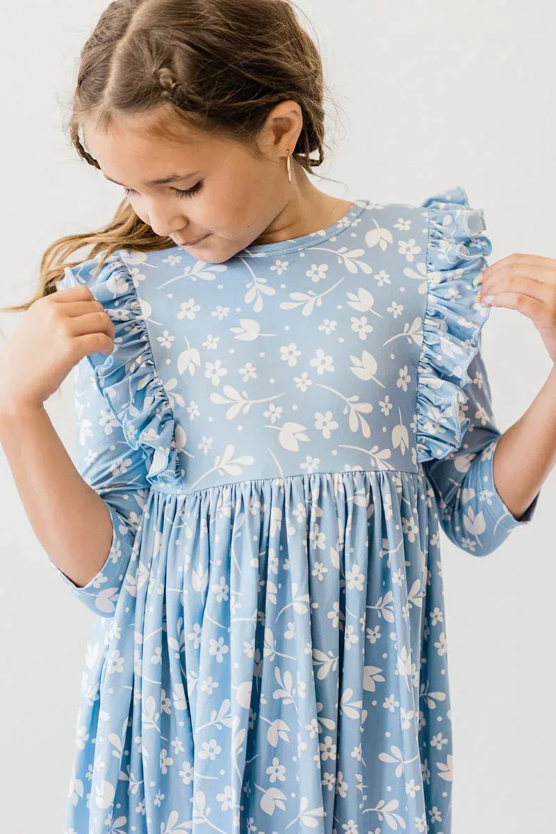 Bluebell 3/4 Sleeve Ruffle Twirl Dress - Mila & Rose ® - Flyclothing LLC