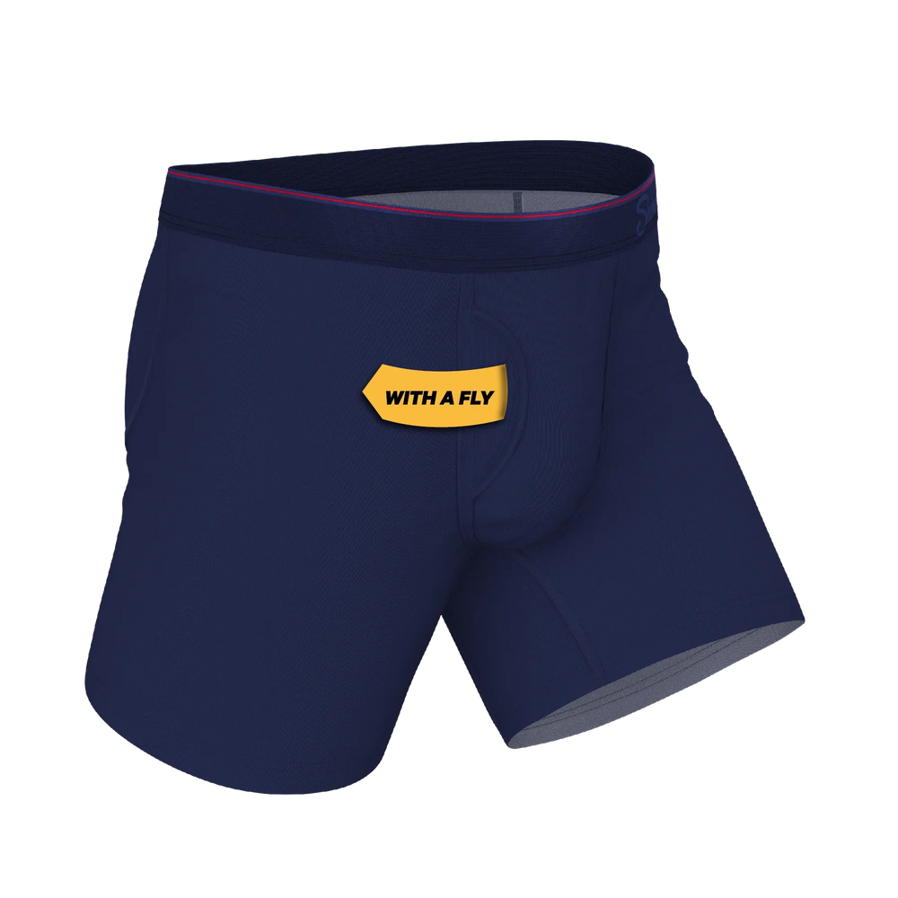 The Blueberry Pie | Red Tip Navy Ball Hammock® Pouch Underwear With Fly - Shinesty - Flyclothing LLC