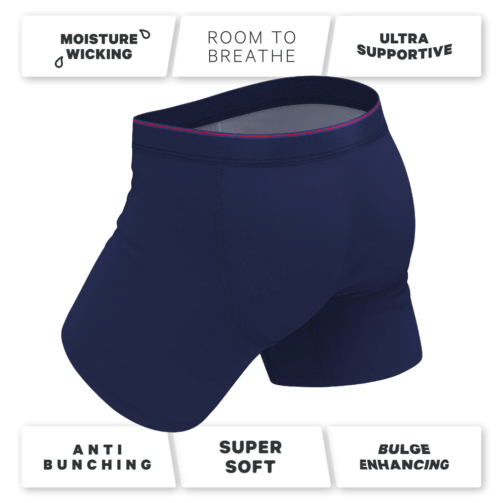 The Blueberry Pie | Red Tip Navy Ball Hammock® Pouch Underwear With Fly - Shinesty - Flyclothing LLC