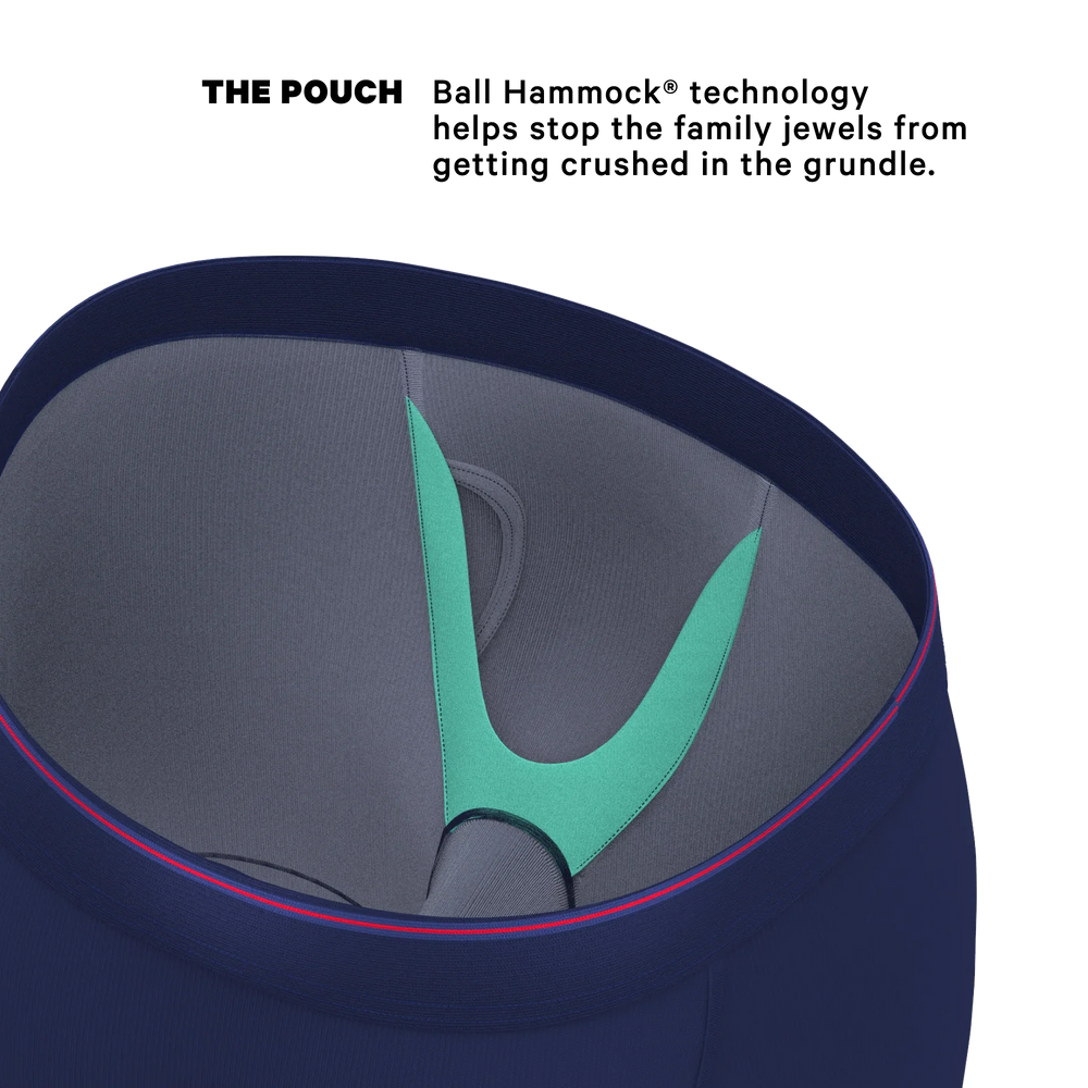 The Blueberry Pie | Red Tip Navy Long Leg Ball Hammock® Pouch Underwear With Fly - Shinesty - Flyclothing LLC