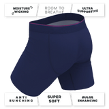 The Blueberry Pie | Red Tip Navy Long Leg Ball Hammock® Pouch Underwear With Fly - Shinesty - Flyclothing LLC