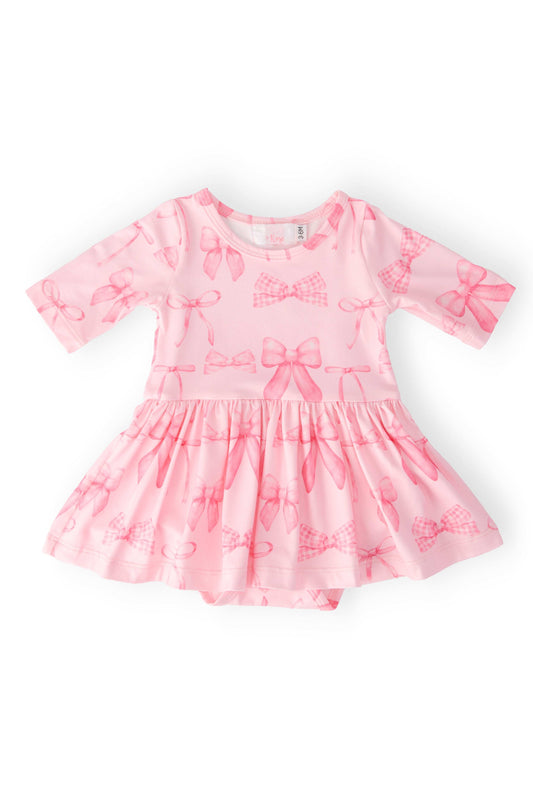 Blushing Bows 3/4 Sleeve Twirl Bodysuit - Mila & Rose ® - Flyclothing LLC