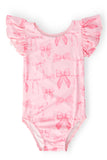 Blushing Bows S/S Flutter Sleeve Leotard
