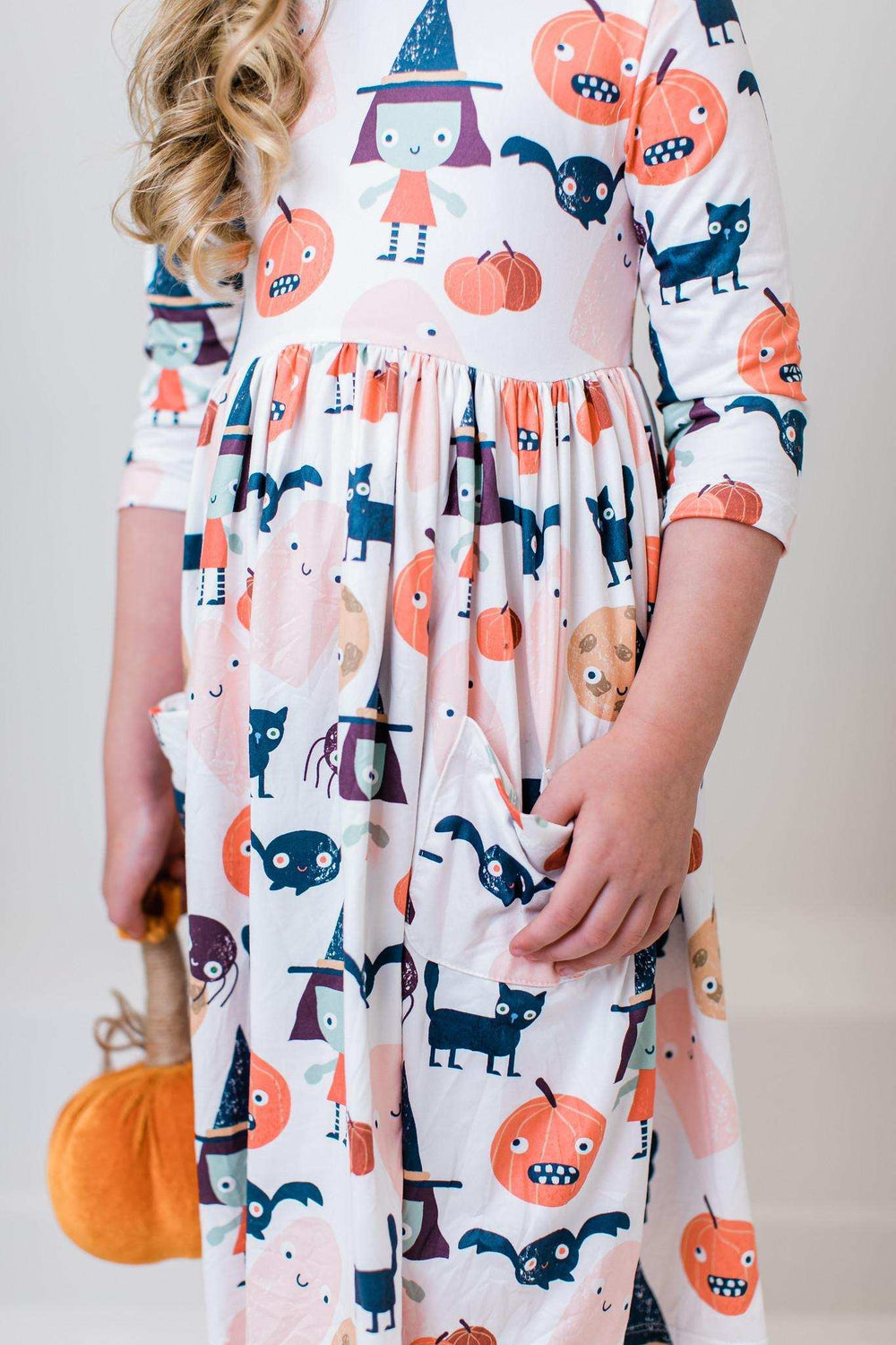 Boo Crew 3/4 Sleeve Pocket Twirl Dress - Mila & Rose ® - Flyclothing LLC