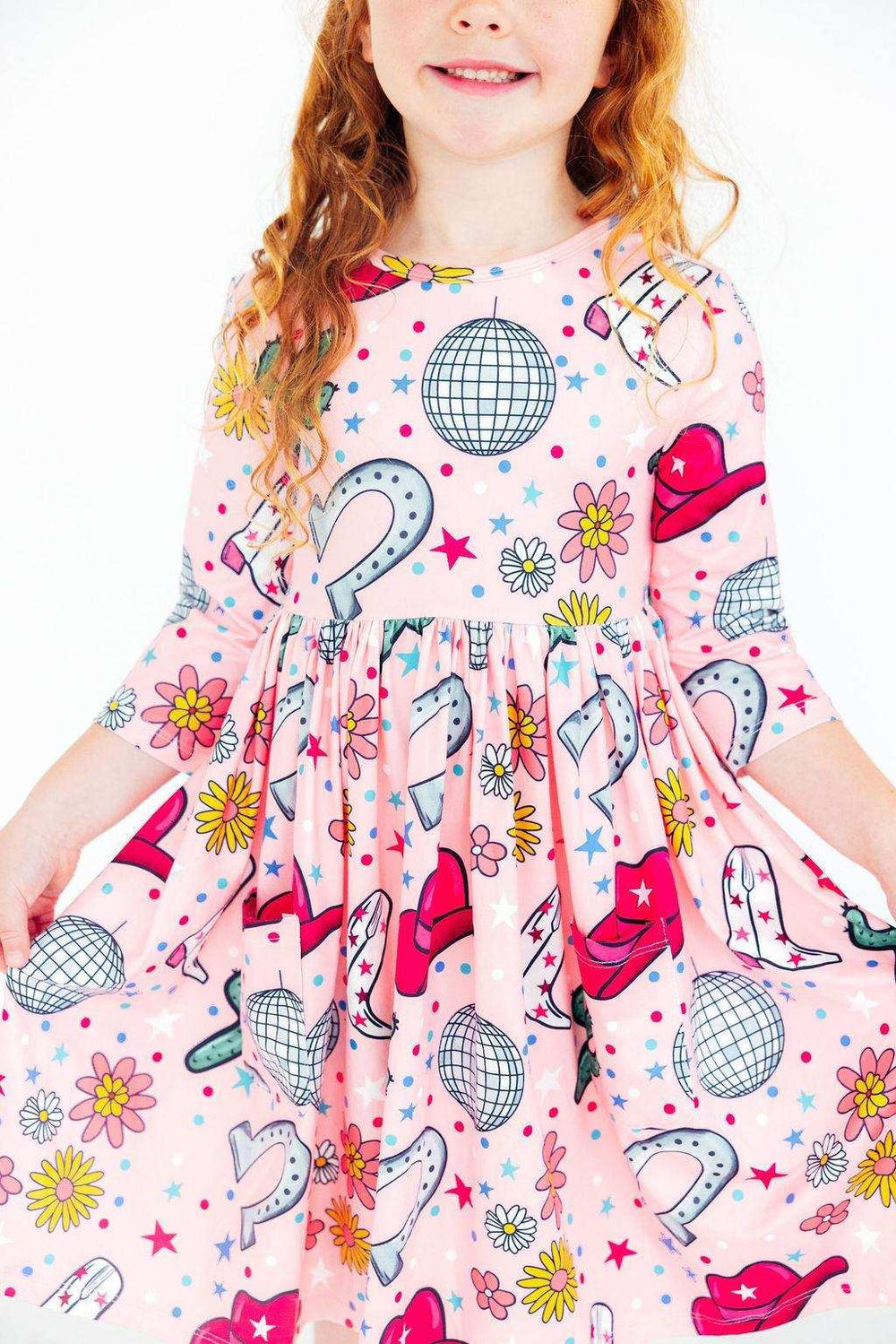 Boots & Bling L/S Pocket Twirl Dress - Mila & Rose ® - Flyclothing LLC