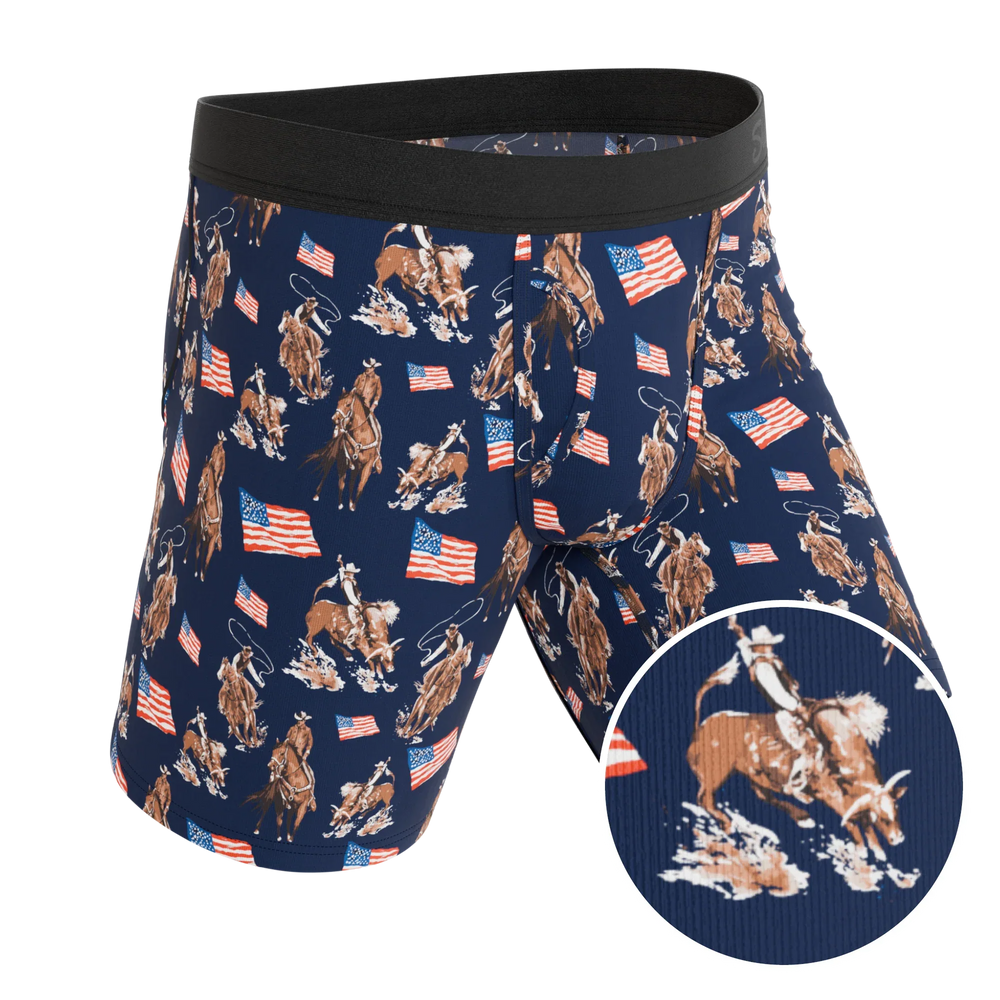 The Bootstraps & Chaps | Americana Cowboy Long Leg Ball Hammock® Pouch Underwear With Fly - Shinesty - Flyclothing LLC