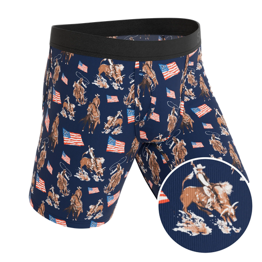 The Bootstraps & Chaps | Americana Cowboy Long Leg Ball Hammock® Pouch Underwear With Fly - Shinesty - Flyclothing LLC