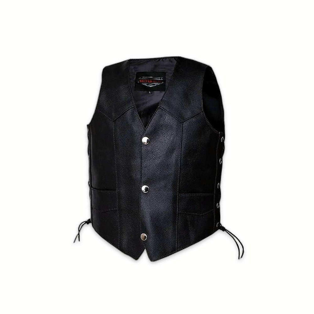 Boys Premium Leather Vest β Classic Style - Unik Just for Bikers - Flyclothing LLC