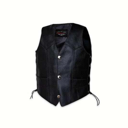 Boys Premium Leather Vest – Classic Style - Unik Just for Bikers - Flyclothing LLC