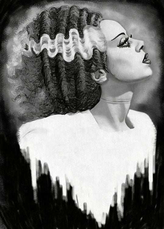 Black Market Art Company Bride of Frankenstein Profile Print - Black Market Art Company - Flyclothing LLC