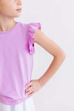 Bright Lilac S/S Ruffle Tee - Mila & Rose ® - Flyclothing LLC
