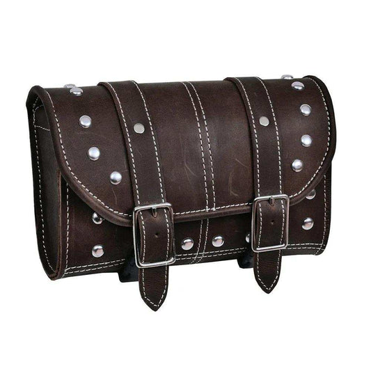 Toolbag, Double Strap - Brown Studded- Leather Tool Bag - Unik Just for Bikers - Flyclothing LLC