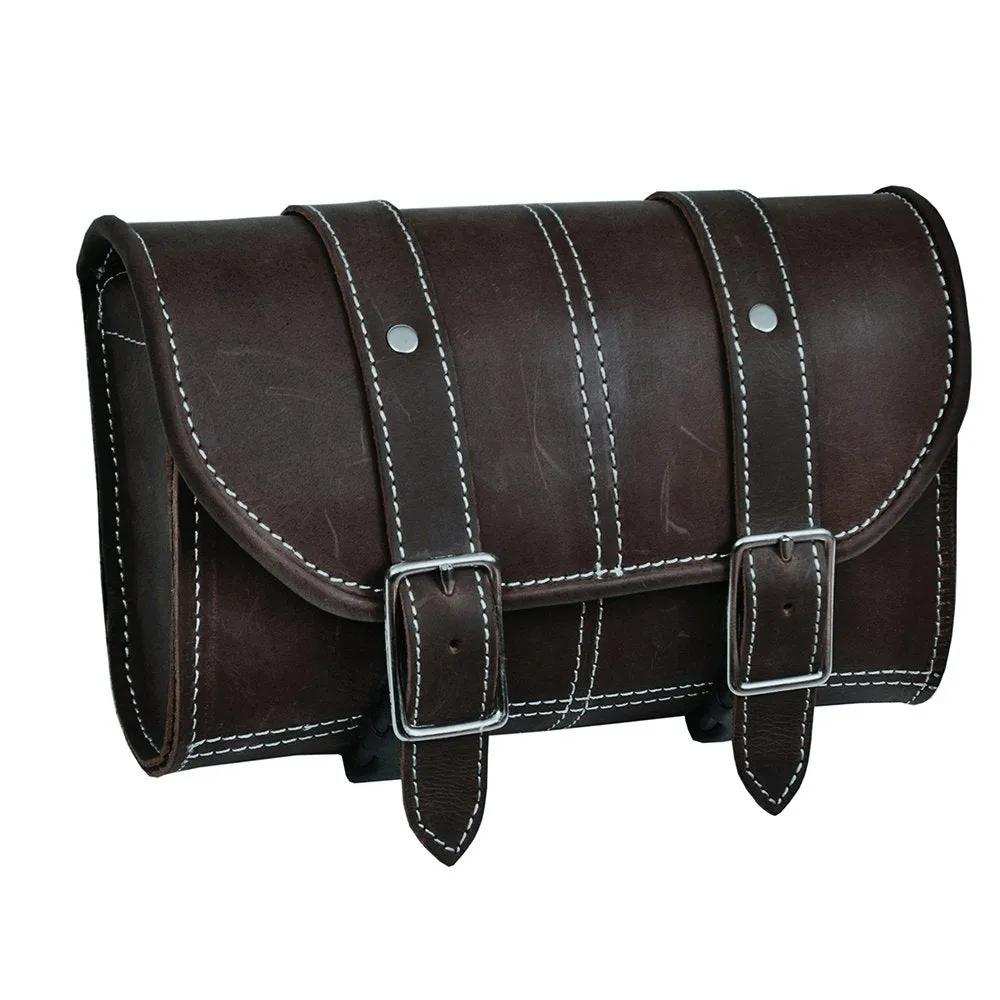 Black/Brown 9.8 Liter Left Side - Leather Tool Bag - Unik Just for Bikers - Flyclothing LLC