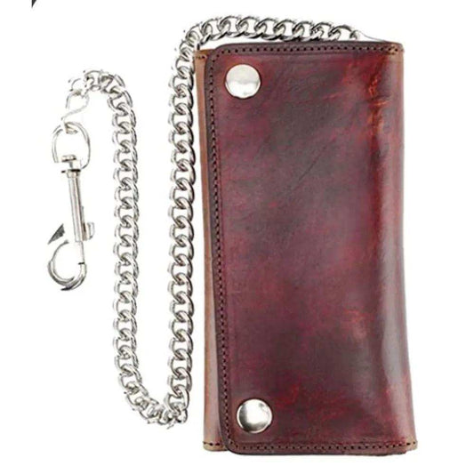 Red Trifold Biker Chain Wallet - Unik Just for Bikers - Flyclothing LLC