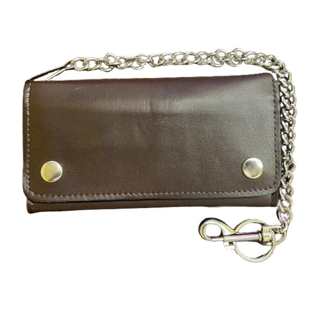 Brown Trifold Biker Chain Wallet - Unik Just for Bikers - Flyclothing LLC