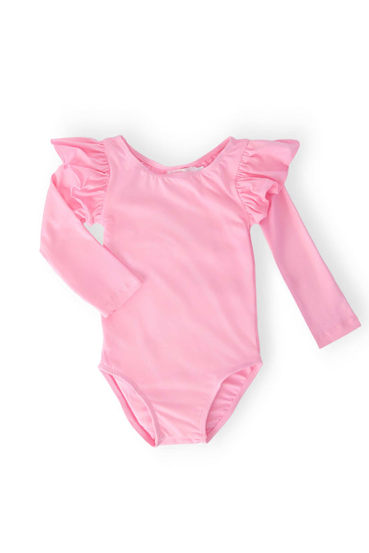Bubblegum Pink L/S Flutter Sleeve Leotard - Mila & Rose ® - Flyclothing LLC