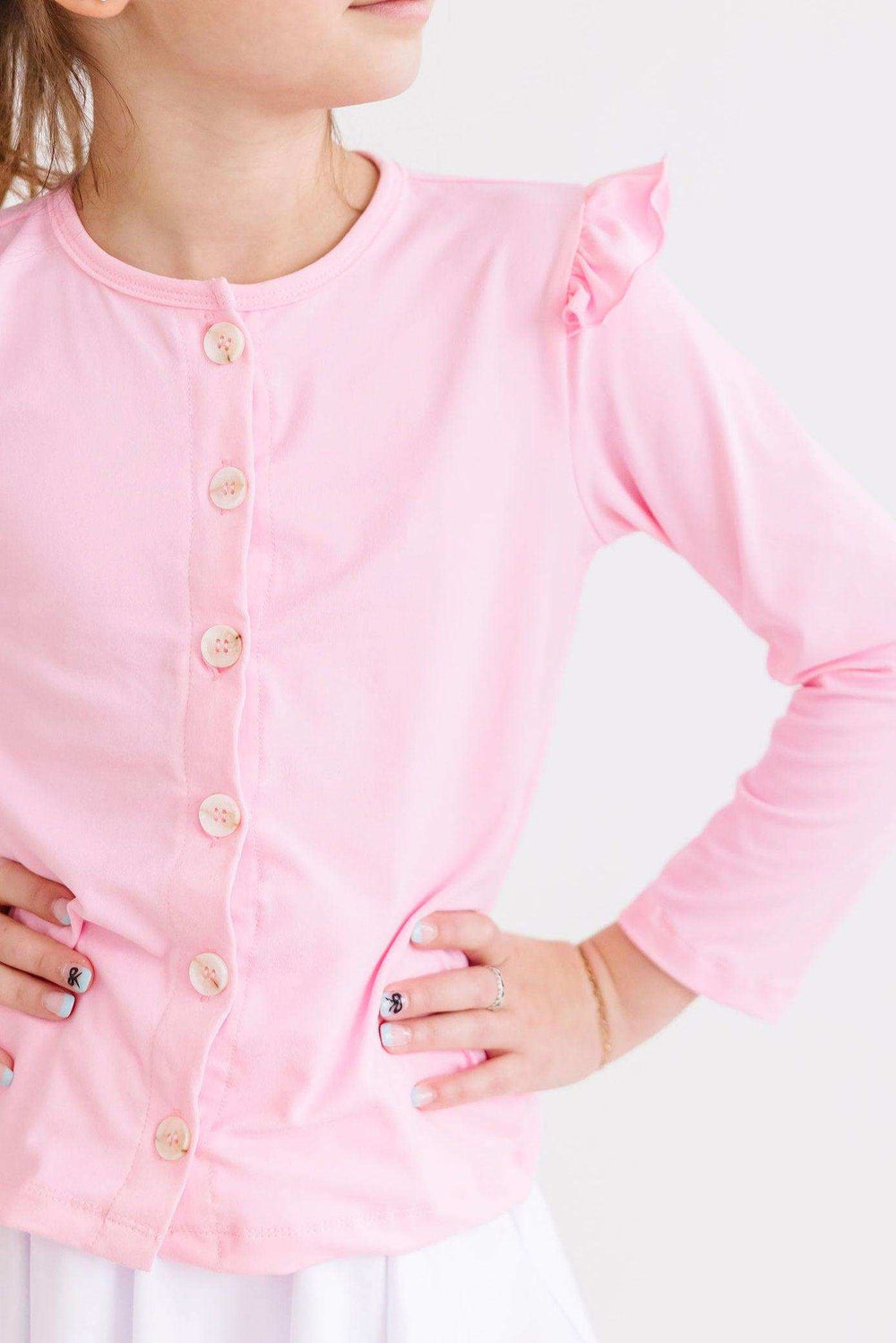 Bubblegum Pink Ruffle Cardigan - Mila & Rose ® - Flyclothing LLC