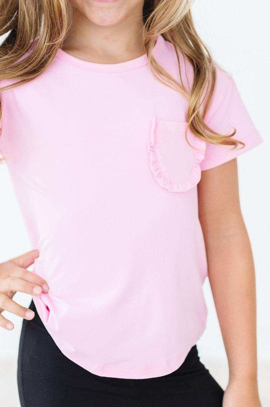 Bubblegum Pink Ruffle Pocket Tee - Mila & Rose ® - Flyclothing LLC