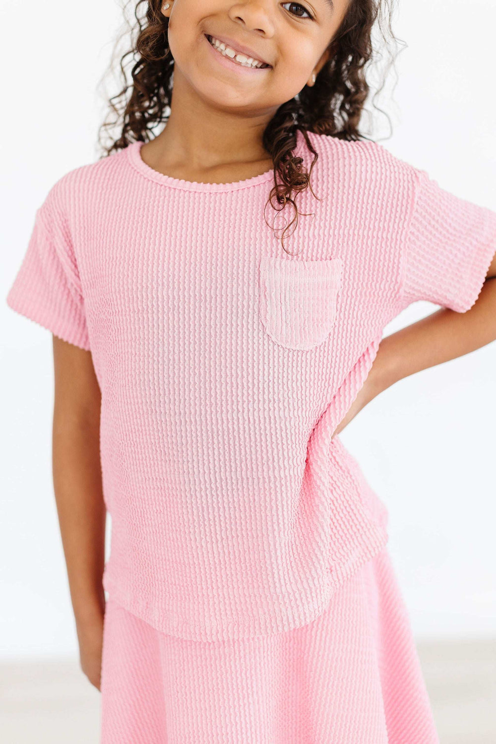 Bubblegum Pink Scrunchy Pocket Tee - Mila & Rose ® - Flyclothing LLC