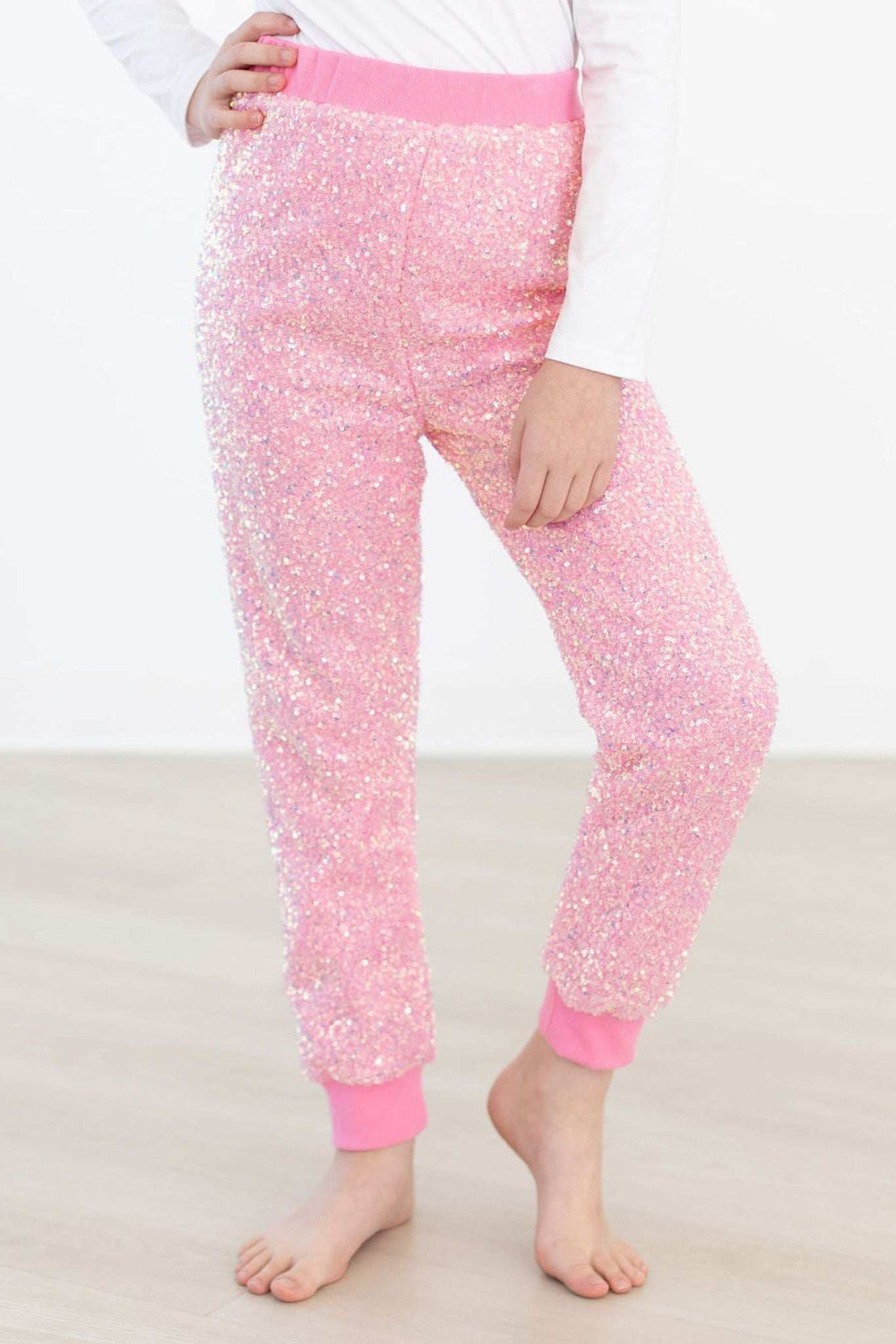 Bubblegum Pink Sequin Joggers - Mila & Rose ® - Flyclothing LLC