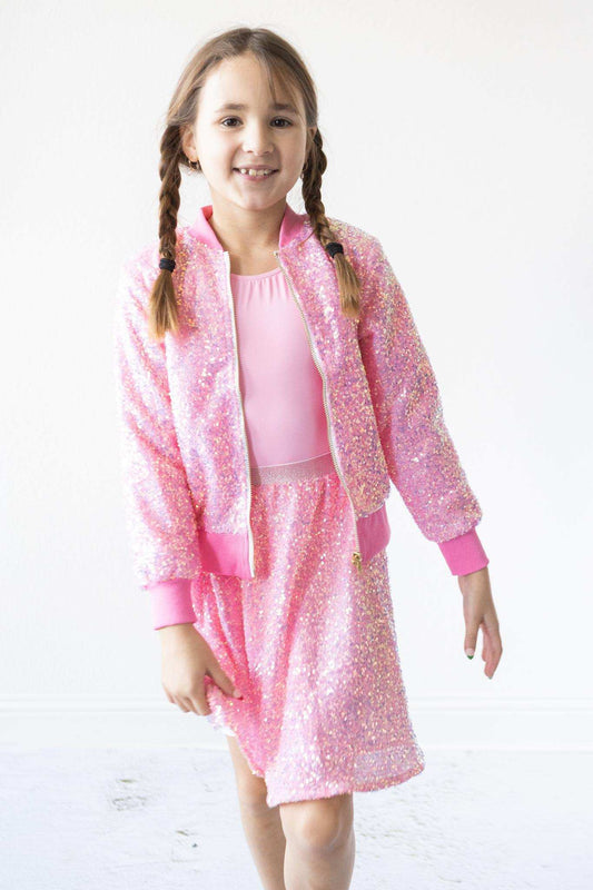 Bubblegum Pink Sequin Twirl Skort - Mila & Rose ® - Flyclothing LLC