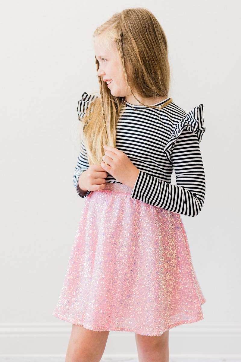 Bubblegum Pink Sequin Twirl Skort - Mila & Rose ® - Flyclothing LLC