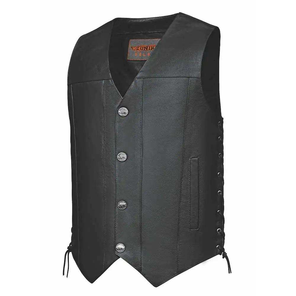 Buffalo - Mens Premium Leather Vest - Unik Just for Bikers - Flyclothing LLC