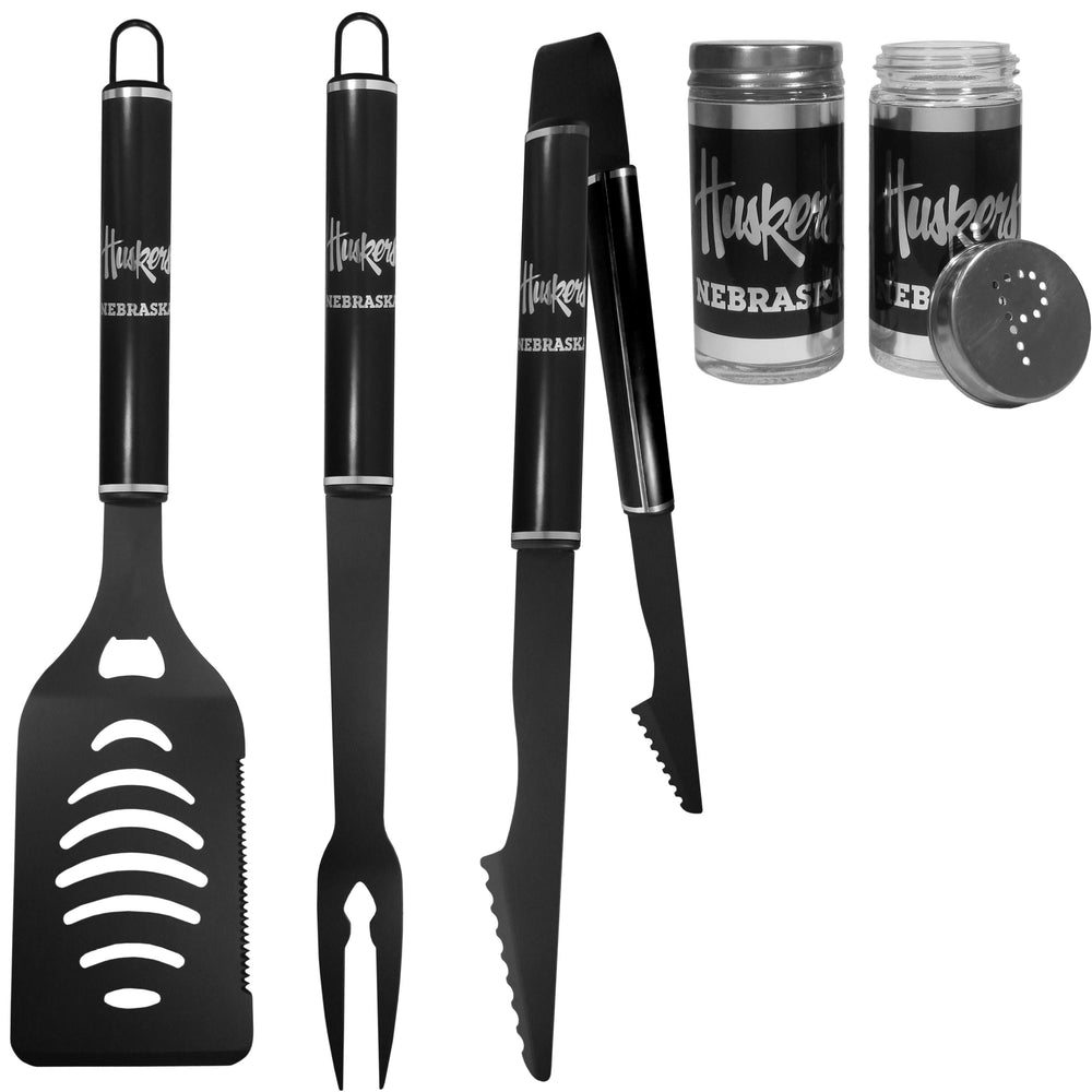 Nebraska Cornhuskers 3pc Black BBQ Tools w/Shakers - Nebraska Cornhuskers - Flyclothing LLC