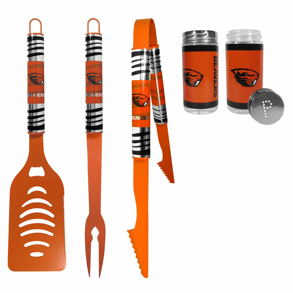 Oregon St. Beavers 3pc Color BBQ Tools w/Salt & Pepper Shakers - Oregon St. Beavers - Flyclothing LLC