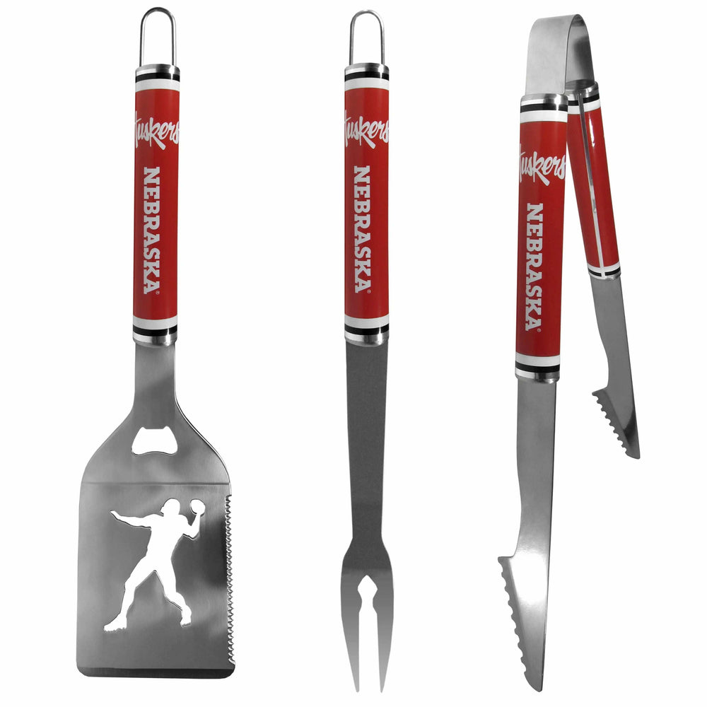 Nebraska Cornhuskers 3 pc Steel BBQ Tool Set - Nebraska Cornhuskers - Flyclothing LLC